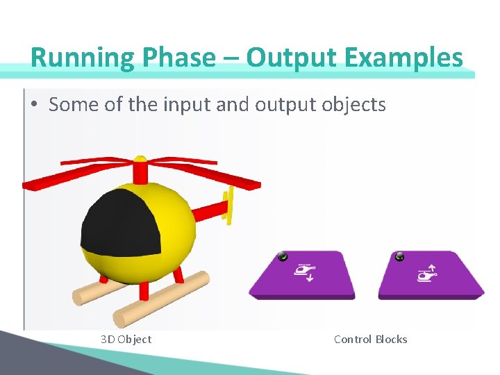 Running Phase – Output Examples • Some of the input and output objects 3