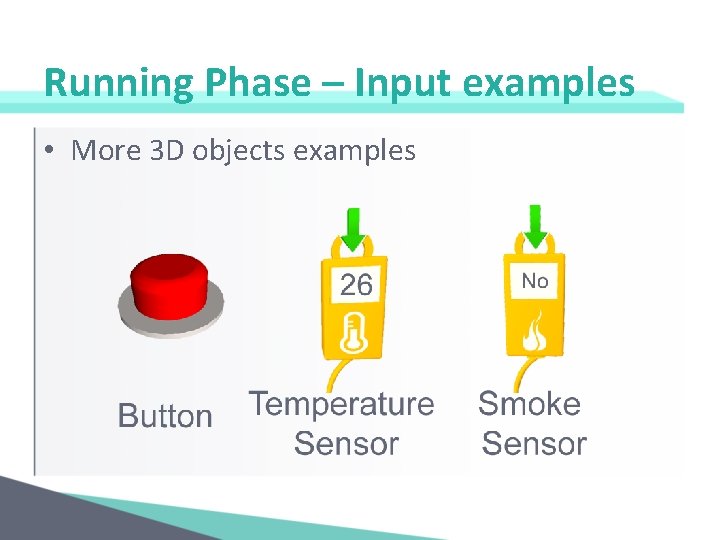 Running Phase – Input examples • More 3 D objects examples 