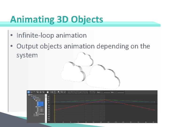 Animating 3 D Objects • Infinite-loop animation • Output objects animation depending on the