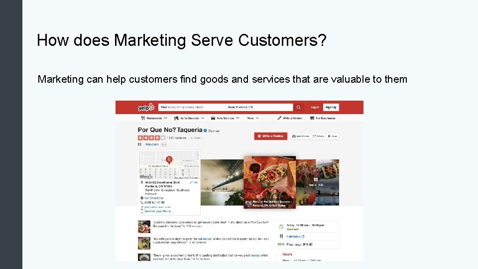 How does Marketing Serve Customers? Marketing can help customers find goods and services that