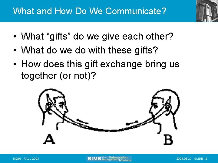 What and How Do We Communicate? • What “gifts” do we give each other?