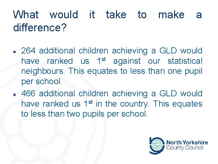 What would difference? l l it take to make a 264 additional children achieving