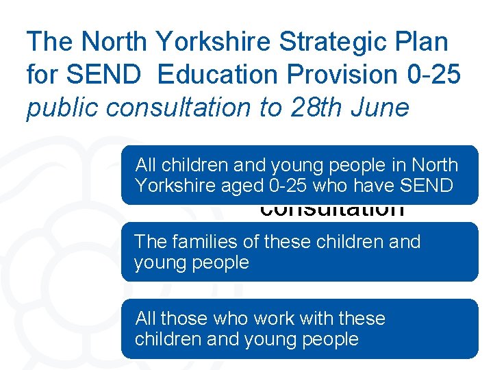 The North Yorkshire Strategic Plan for SEND Education Provision 0 -25 public consultation to