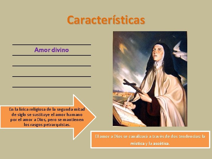 Características Amor divino En la lírica religiosa de la segunda mitad de siglo se Características Amor divino En la lírica religiosa de la segunda mitad de siglo se