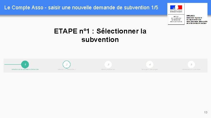 Le Compte Asso - saisir une nouvelle demande de subvention 1/5 ETAPE n° 1