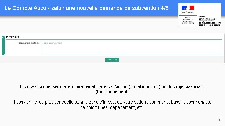 Le Compte Asso - saisir une nouvelle demande de subvention 4/5 Indiquez ici quel