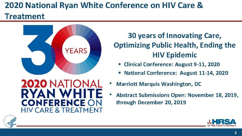 2020 National Ryan White Conference on HIV Care & Treatment 30 years of Innovating