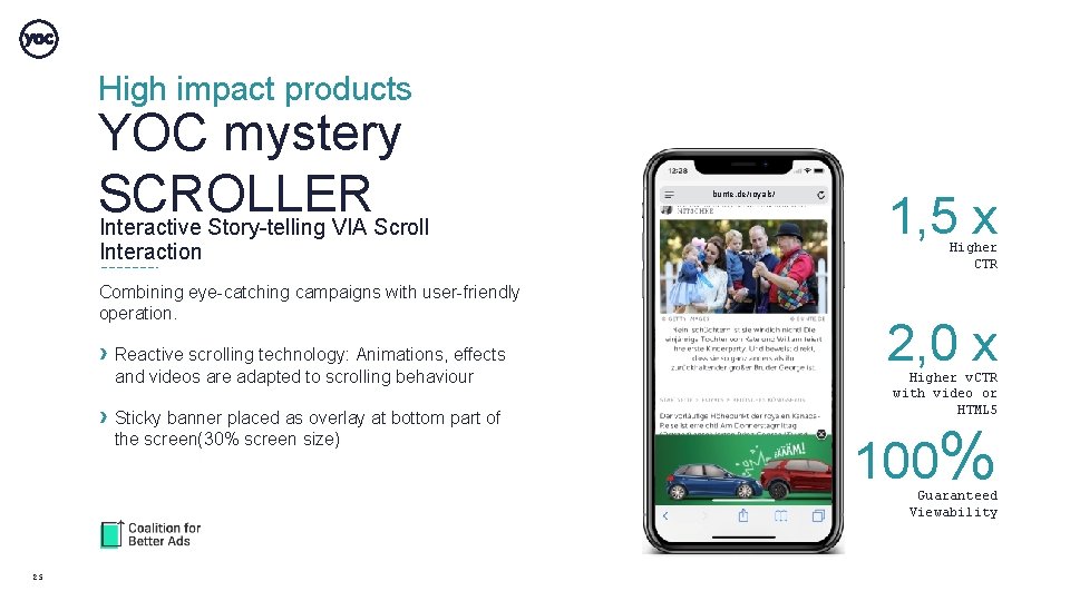 High impact products YOC mystery SCROLLER Interactive Story-telling VIA Scroll Interaction Combining eye-catching campaigns