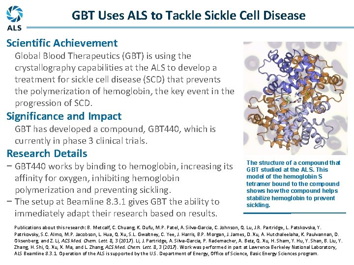 GBT Uses ALS to Tackle Sickle Cell Disease Scientific Achievement Global Blood Therapeutics (GBT)