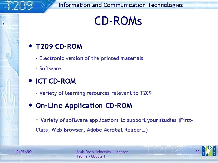 Information and Communication Technologies CD-ROMs • T 209 CD-ROM - Electronic version of the