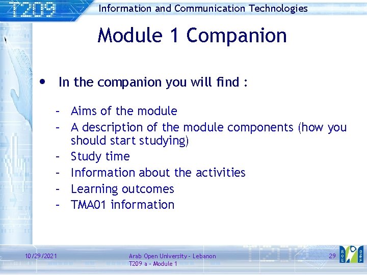 Information and Communication Technologies Module 1 Companion • In the companion you will find