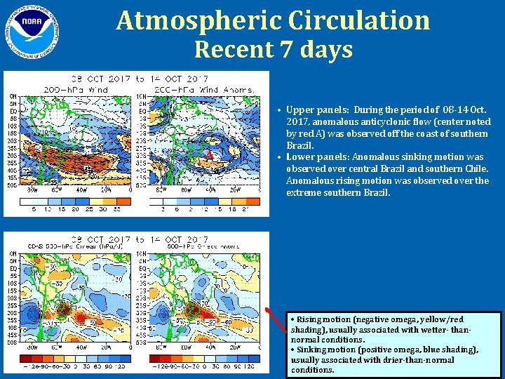 Atmospheric Circulation Recent 7 days A • Upper panels: During the period of 08