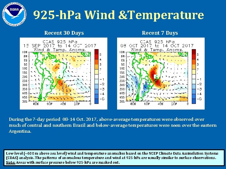 925 -h. Pa Wind &Temperature Recent 30 Days Recent 7 Days During the 7