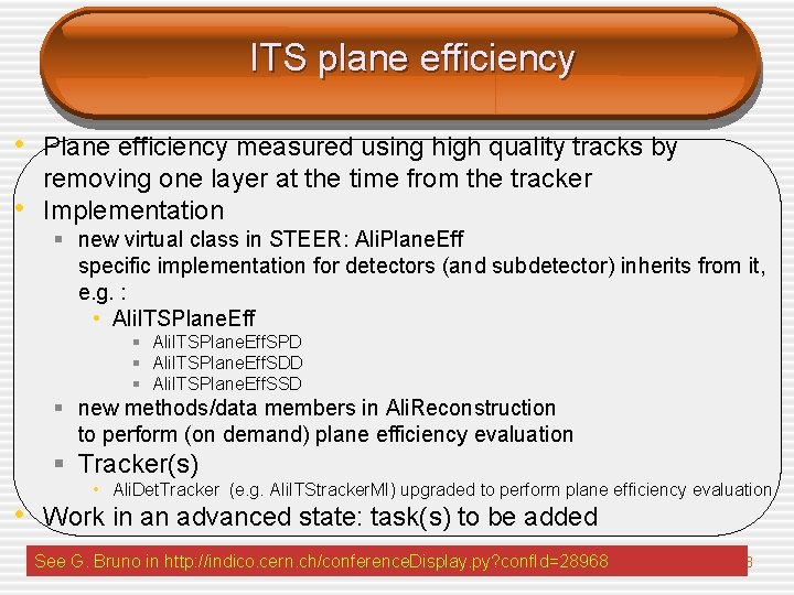 ITS plane efficiency • Plane efficiency measured using high quality tracks by • removing