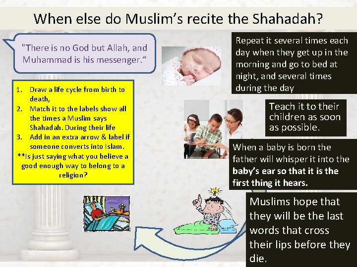 When else do Muslim’s recite the Shahadah? "There is no God but Allah, and