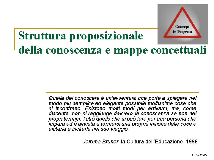 Struttura proposizionale della conoscenza e mappe concettuali Quella del conoscere è un’avventura che porta