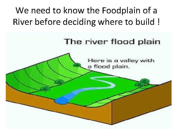 We need to know the Foodplain of a River before deciding where to build