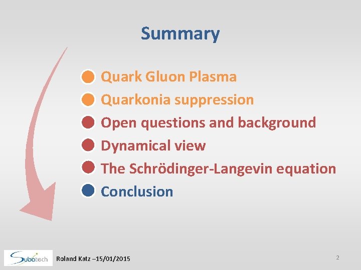 Summary • • • Quark Gluon Plasma Quarkonia suppression Open questions and background Dynamical Summary • • • Quark Gluon Plasma Quarkonia suppression Open questions and background Dynamical