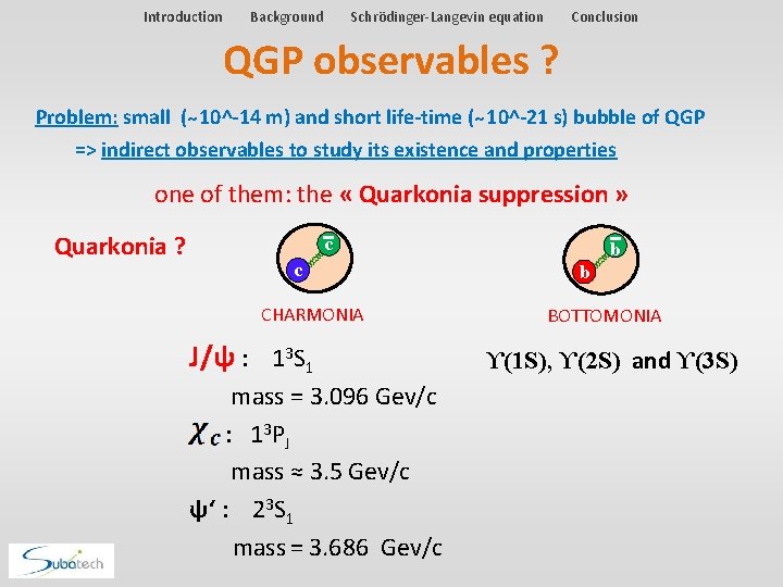 Introduction Background Schrödinger-Langevin equation Conclusion QGP observables ? Problem: small ( 10^-14 m) and Introduction Background Schrödinger-Langevin equation Conclusion QGP observables ? Problem: small ( 10^-14 m) and