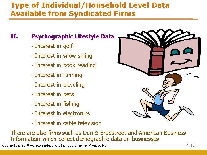 Type of Individual/Household Level Data Available from Syndicated Firms II. Psychographic Lifestyle Data -