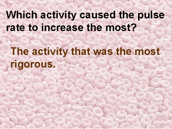 Which activity caused the pulse rate to increase the most? The activity that was Which activity caused the pulse rate to increase the most? The activity that was