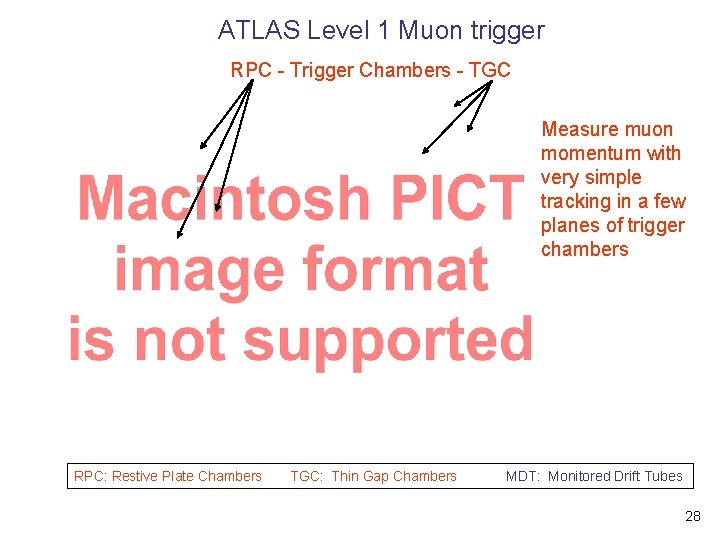 ATLAS Level 1 Muon trigger RPC - Trigger Chambers - TGC Measure muon momentum
