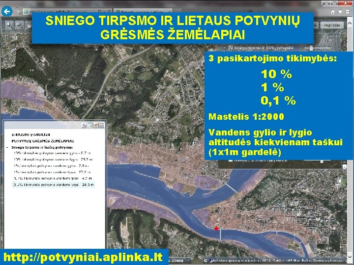 SNIEGO TIRPSMO IR LIETAUS POTVYNIŲ GRĖSMĖS ŽEMĖLAPIAI 3 pasikartojimo tikimybės: 10 % 1% 0,