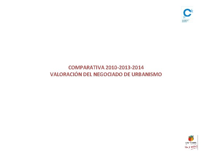 COMPARATIVA 2010 -2013 -2014 VALORACIÓN DEL NEGOCIADO DE URBANISMO 