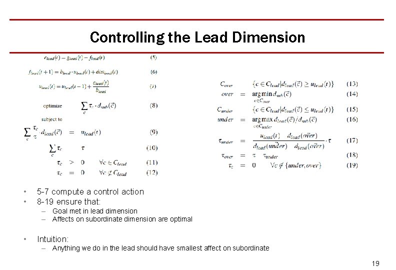 Controlling the Lead Dimension • • 5 -7 compute a control action 8 -19