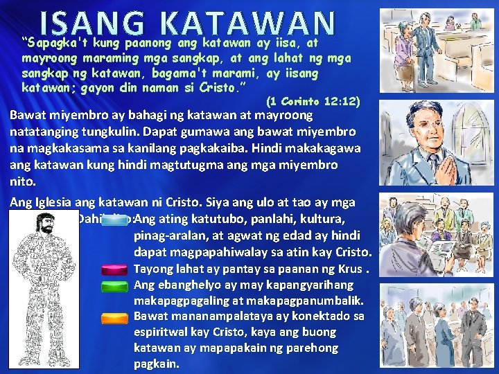 ISANG KATAWAN “Sapagka't kung paanong ang katawan ay iisa, at mayroong maraming mga sangkap,