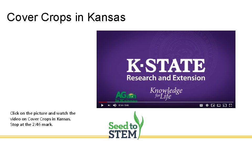 Cover Crops in Kansas Click on the picture and watch the video on Cover