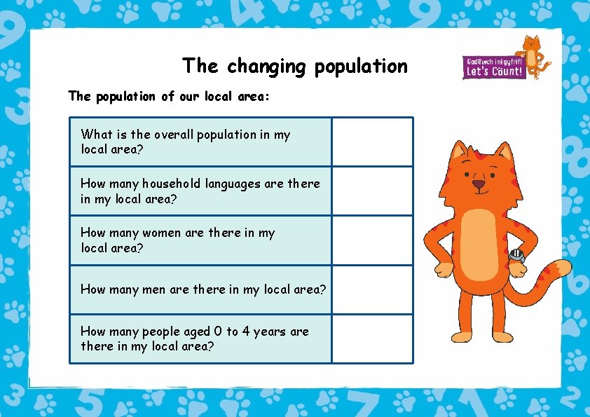 The changing population The population of our local area: What is the overall population