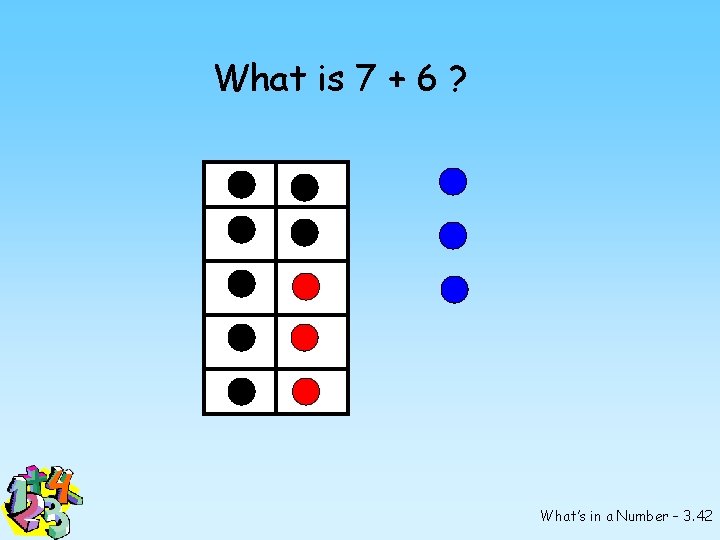 What is 7 + 6 ? What’s in a Number – 3. 42 