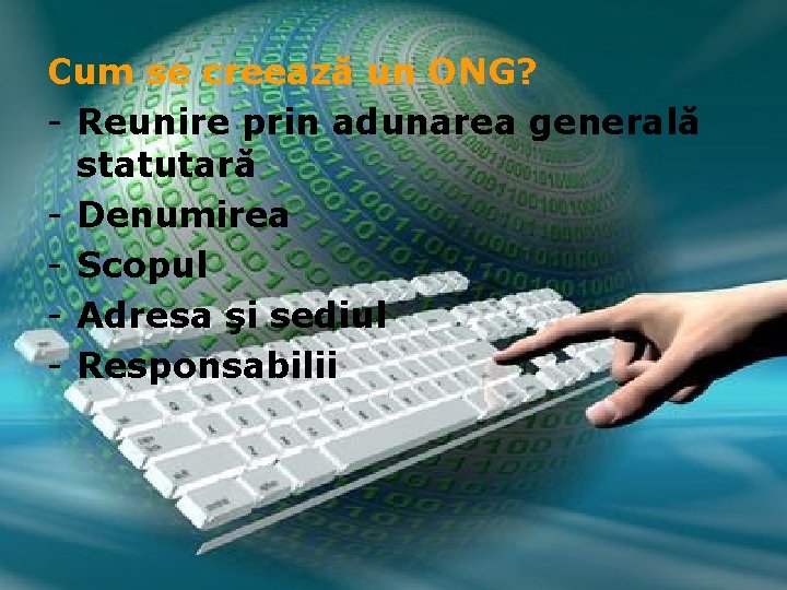 Cum se creează un ONG? - Reunire prin adunarea generală statutară - Denumirea -