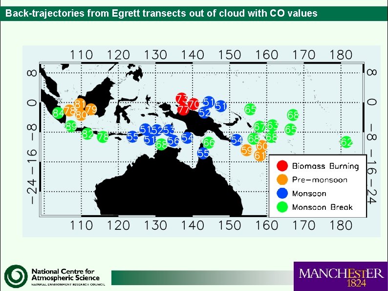 Back-trajectories from Egrett transects out of cloud with CO values 