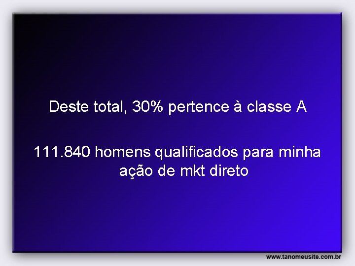 Deste total, 30% pertence à classe A 111. 840 homens qualificados para minha ação