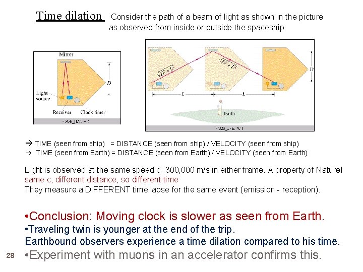 Time dilation Consider the path of a beam of light as shown in the