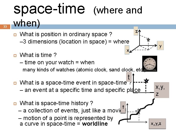 space-time 33 (where and when) What is position in ordinary space ? – 3