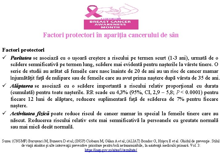 Factori protectori în apariția cancerului de sân Factori protectori ü Paritatea se asociază cu