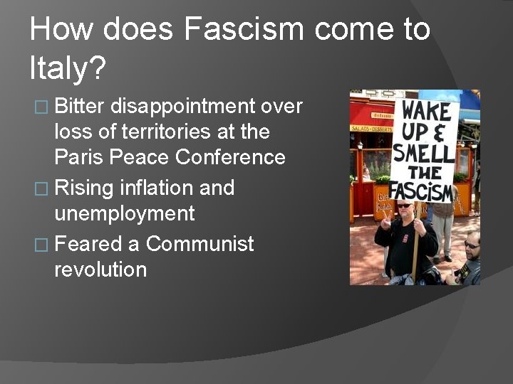 How does Fascism come to Italy? � Bitter disappointment over loss of territories at How does Fascism come to Italy? � Bitter disappointment over loss of territories at