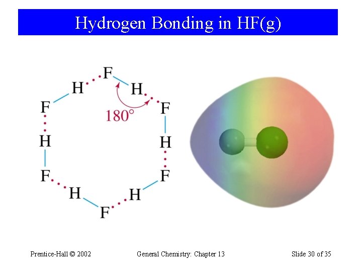 Hydrogen Bonding in HF(g) Prentice-Hall © 2002 General Chemistry: Chapter 13 Slide 30 of
