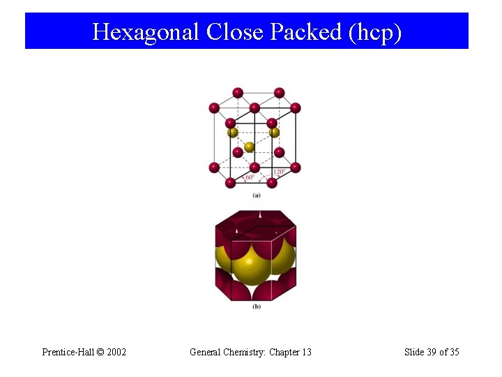 Hexagonal Close Packed (hcp) Prentice-Hall © 2002 General Chemistry: Chapter 13 Slide 39 of