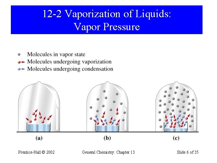 12 -2 Vaporization of Liquids: Vapor Pressure Prentice-Hall © 2002 General Chemistry: Chapter 13