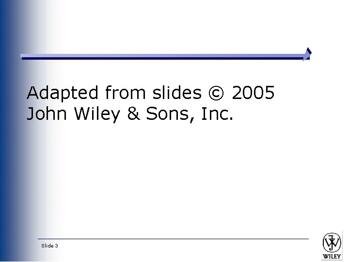 Adapted from slides © 2005 John Wiley & Sons, Inc. Slide 3 