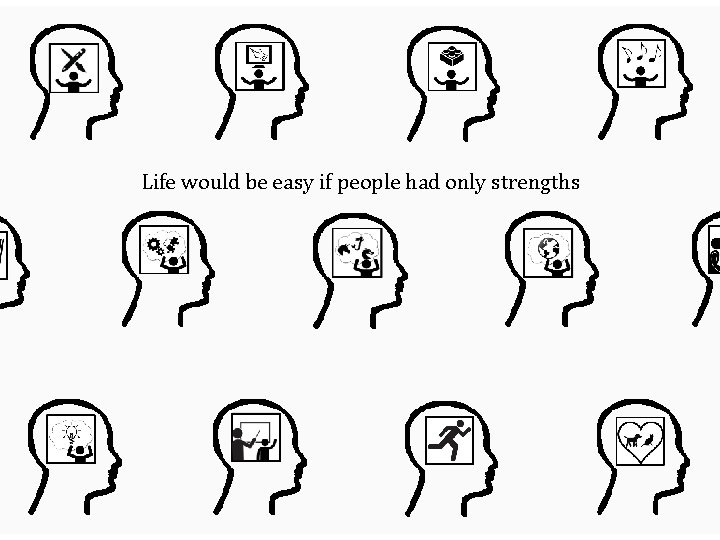 Life would be easy if people had only strengths 