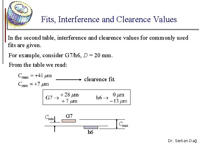 Fits, Interference and Clearence Values In the second table, interference and clearence values for