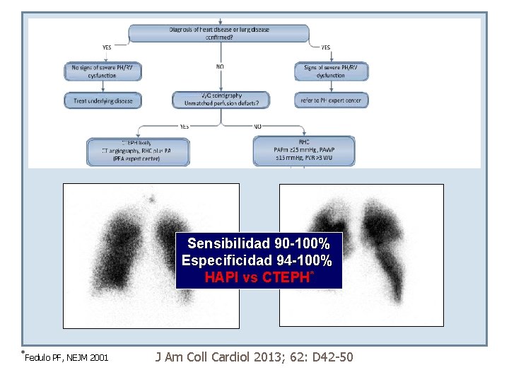 Sensibilidad 90 -100% Especificidad 94 -100% HAPI vs CTEPH* *Fedulo PF, NEJM 2001 J