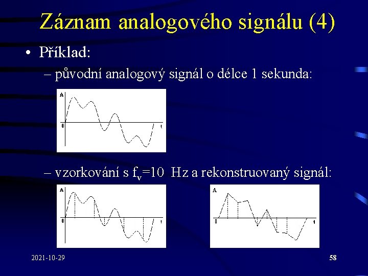 Záznam analogového signálu (4) • Příklad: – původní analogový signál o délce 1 sekunda: