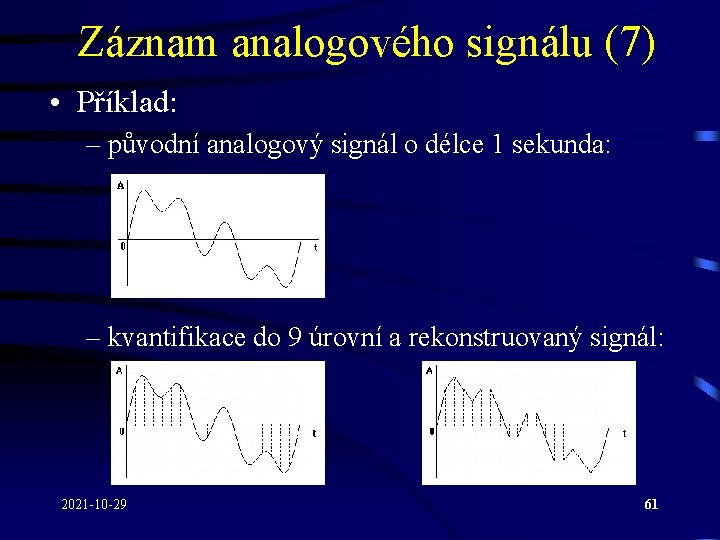 Záznam analogového signálu (7) • Příklad: – původní analogový signál o délce 1 sekunda: