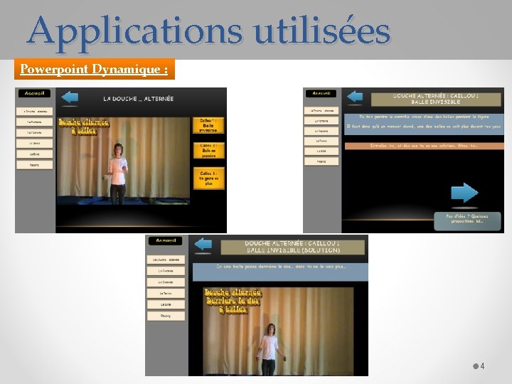 Applications utilisées Powerpoint Dynamique : TICE & EPS 4 